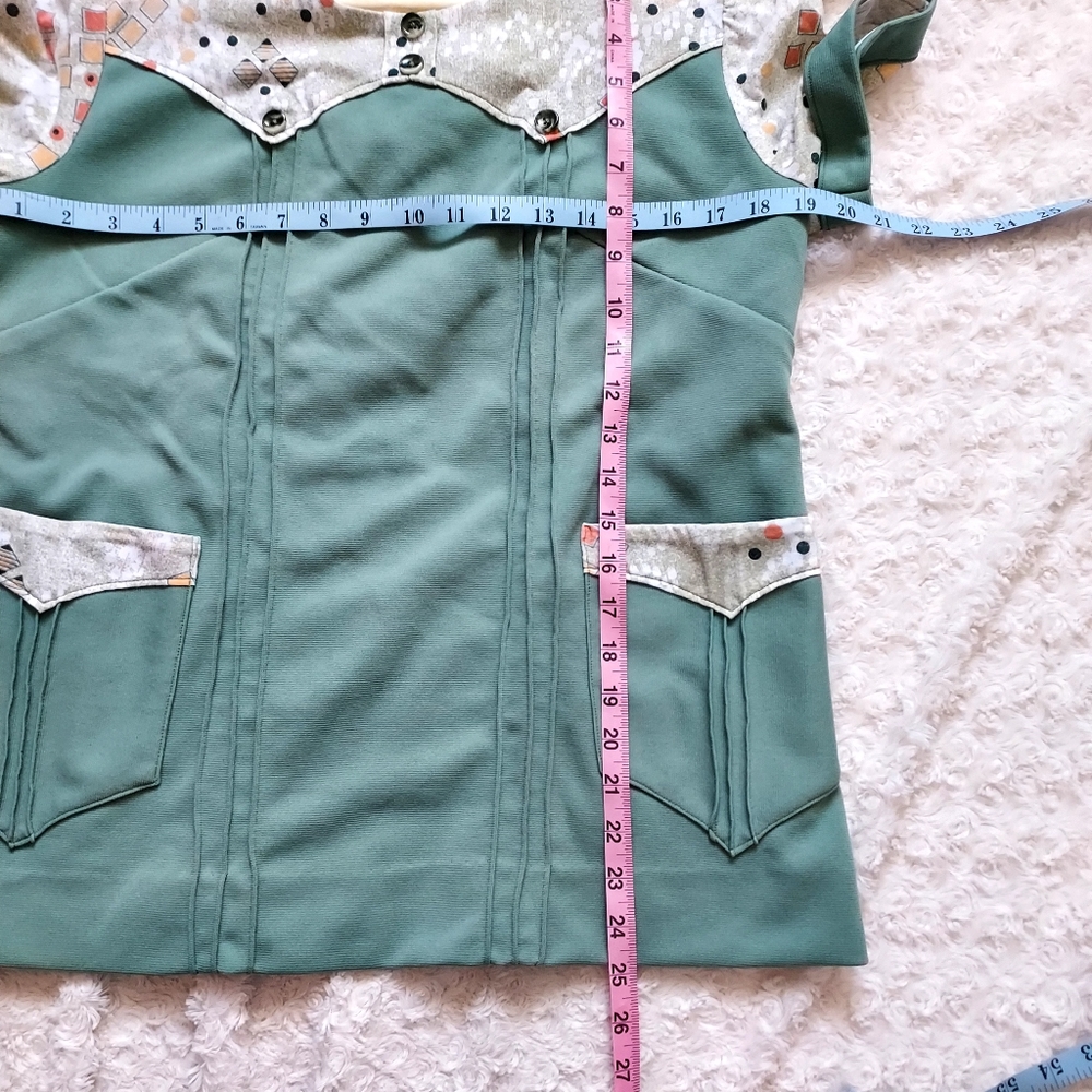 Vintage handmade green polyester smock top Grandmacore 1970s Retro - Picture 6 of 6